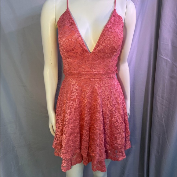 Honey and Rosie Lace Mini Dress in Pink - Picture 5 of 5